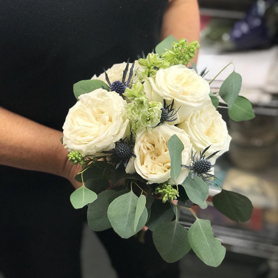 white rose bridal bouquet